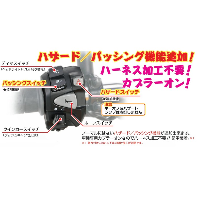 Kitaco 756-1300110 Monkey 125 (JB02) Left Handle Switch Assy with