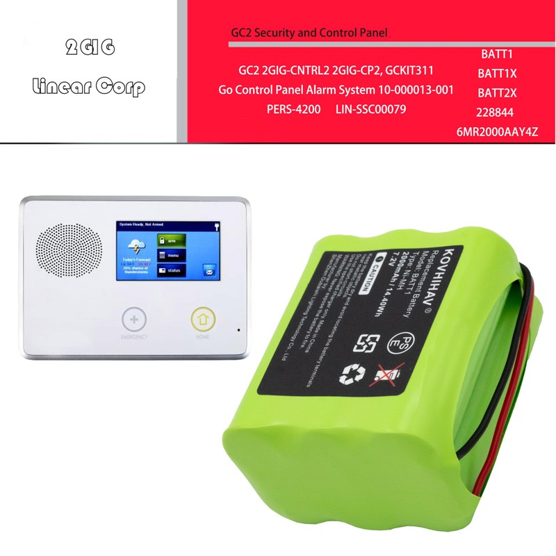 BUSFUIVA 2GIG 228844 Control Panel Security System Alarm Battery for