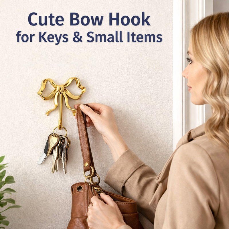 Tniytru Gold Hooks, 2 Pieces Elegant Bow Knot Wall Hooks