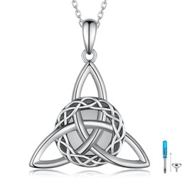 Feijiesi Celtic Urn Necklace for Ashes 925 Sterling Silver Celtic Pendant Necklace Cremation Jewelry for Women Men