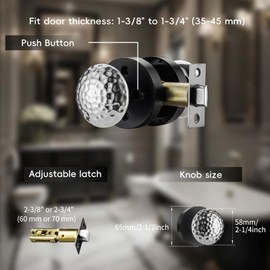 STARPY Black Door Knobs with Round Rosette, Interior Door Handles for Bath & Bed, Heavy Duty Door Knob with Lock
