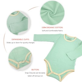 Jimonda Baby Bodysuit, 100% Organic Cotton Infant Long Sleeve Romper Gender Neutral Baby Clothes(Pink&Green,12-18 Months)