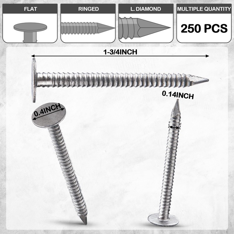 Tandefio 250 Pcs Aluminum Siding Nails Siding and Panel Nails