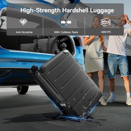 Hoteel Luggage Sets 3 Piece Expandable ABS+PC Hardshell Carry on Suitcase with Spinner Wheels & TSA Lock for Men and Women, Rolling Carry-on Suit Case for Plane, Travel, Business, Black (20in/DB/TB)