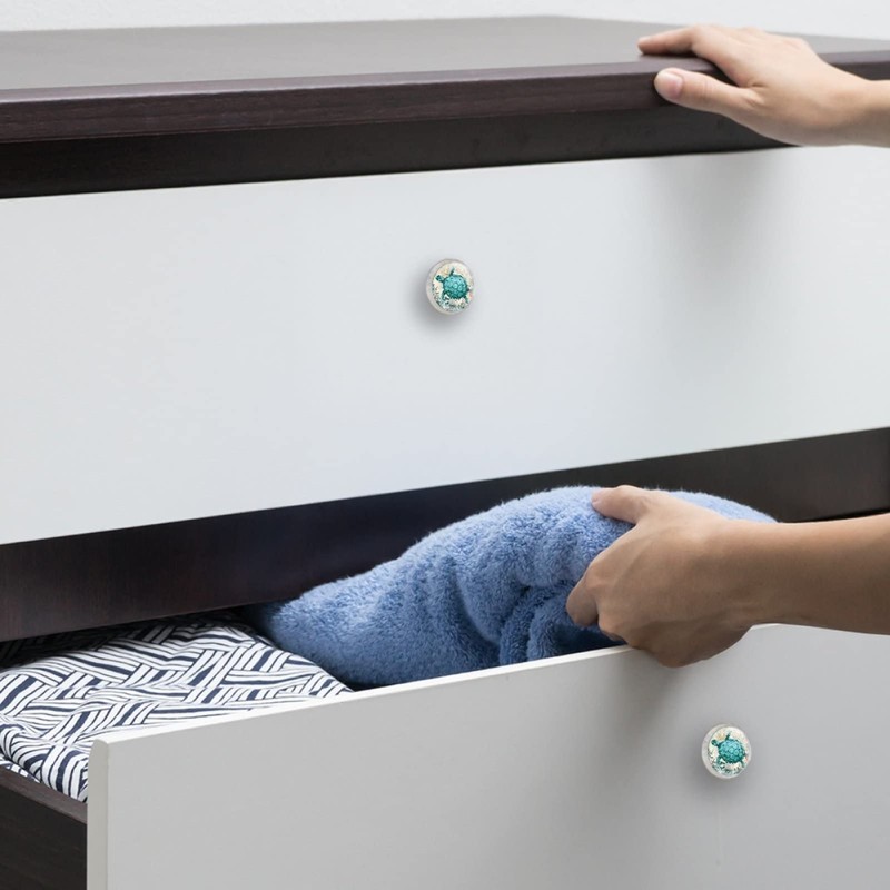 NEWzone 4 Pack Turtle Cabinet Knobs, Nautical Decorative Single Hole