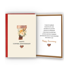 Bestmelo 7 Year Anniversary Card,7th Anniversary Card Gifts,7 Year Wedding Anniversary Day Gifts,Happy Copper Anniversary,8x5.3 Inches,Double-Sided