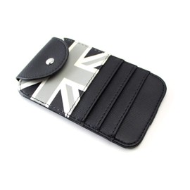 iJDMTOY (1) Black/Grey Union Jack UK Flag Style Sun Visor Organizer Holder Compatible With Sunglasses, Credit Cards, FasTrak Transponder, Reader, Garage Remote, etc