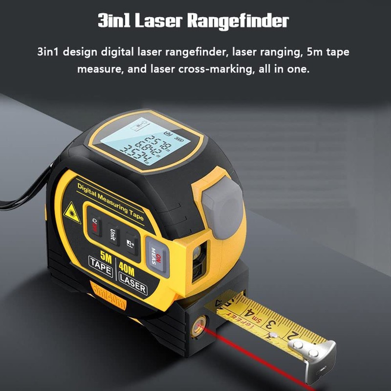 Eacam 3 in1 Laser Rangefinder, 5m Tape Measure Ruler LCD