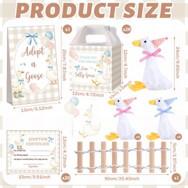 Blueweenly 20 Set Adopt A Puppy Favors 20 Small Stuffed Puppy Plush Dogs Bulk with 20 Kraft Paper Boxes 20 Adoption Cards 1 White Fence and 1 Paper Sign for Adopt A Pet Party (Goose)