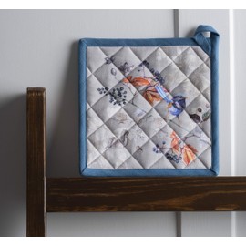 Maison d' Hermine Hot Pads 100% Cotton Set of 2 Pot Holders with Loop Heat Resistant Potholders Barbeque, Handling Hot Pans, Equinoxe - Grey - Thanksgiving/Christmas (8"x8")