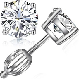 Sterling Silver Stud Earrings for Women Mens Diamond Cubic Zirconia Stud Earrings Ear Piercing Earrings Sleeper Ladies Earrings for Pierced Ears Women