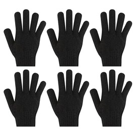 6Pcs Exfoliating Gloves - Bamboo Shower Gloves - Bath and Body Exfoliator Mitts - Scrubs Away Ingrown Hair and Dead Skin - for Shower, Spa and Massage Cell Remover Loofah - Deep Black