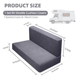 UCandy RV Dinette Cushion Covers Camper Cushion Slipcover Stretch Sofa Chair Cover Furniture Protector for RV Camper Car Bench Backrest Covers & Bench Covers (Gray, 1 Set)