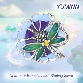 YUMINN Plant Series Charms for 925 Sterling Silver for Women Bracelets & Necklaces Dangle Pendant for Christmas Valentine's Day Mother's Day Jewellery Gifts for Girls, Sterling Silver, Cubic Zirconia