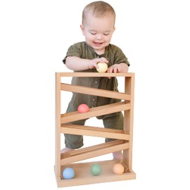 Montessori Ball Tracker Wooden Ball Drop - Wood Toys for 3 Year Old - Educational Toy for Baby and Toddler - Ramp Maze Run Track Toy - First Birthday Gift 18 Months
