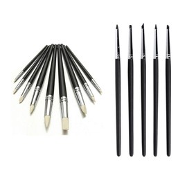 VideoPUP Clay Sculpting Color Shapers Painting Brushes Pottery (#0)+9PCS Rubber Silicone Pen Soft Clay Color Sculpting Painting Tools, 5PCS Silicone Clay Sculpting Tools