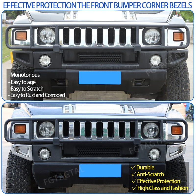 Front Bumper Corner Bezels Replacement Compatible with Hummer H2 2003-2009
