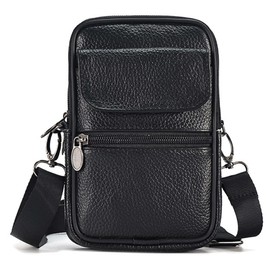 Men's Shoulder Bag,Genuine Leather Vintage Crossbody Bags For Man, Men Crossbody Handbag Sling Satchel Bag with Zipper For Work Travel Holiday Business,Multi-pocket Waist Pack For Hiking Camping Pouch