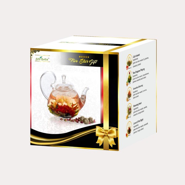 Five Star Gift Blooming Tea Set: 750ml Glass Teapot with