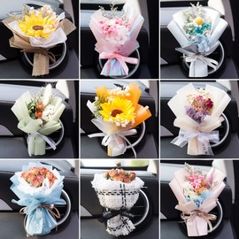 SWR Car Handmade Dry Flower Bouquet Perfume Car Air Vent Clip Freshener Interior Decoration Perfume Diffuser, 1.0 Count