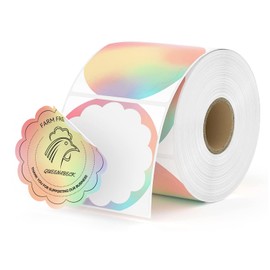 MUNBYN Flower Thermal Labels, 2.25" Rainbow Color Circle Thermal Stickers for DIY Business Logo, Small Business, 500 Sheets/1 Roll