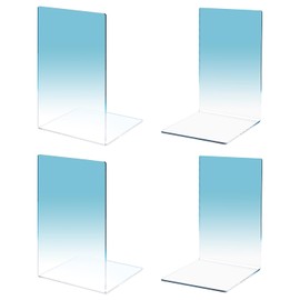 Honagu Book Ends, Acrylic Bookends, Clear Book Ends for Shelves,Desk Book Organizer, Book Holder Stand Decorative for Heavy Books, CDs, Video Games(2 Pair/4 Pieces, Gradient Sky Blue)