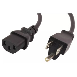 PTC 18 AWG Standard Power Cord NEMA 5-15P To C13 Black Color, 6 ft.