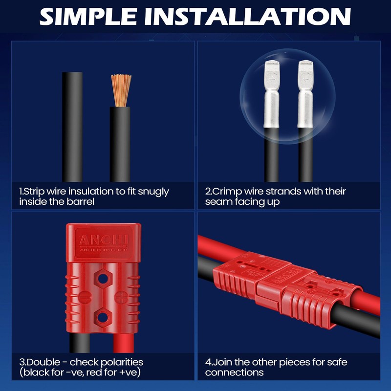Frienda 4 Pieces 2-4 Gauge 175A Battery Quick Connector 12-36V