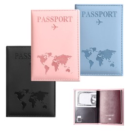 YALiya Pack of 3 ID Bags Travel Documents, PU Leather Passport Cover, Holds Passports, ID Cards, Credit Cards, 3 Colours Passport Organiser, Flight Tickets and Boarding Passes and Offers More Storage