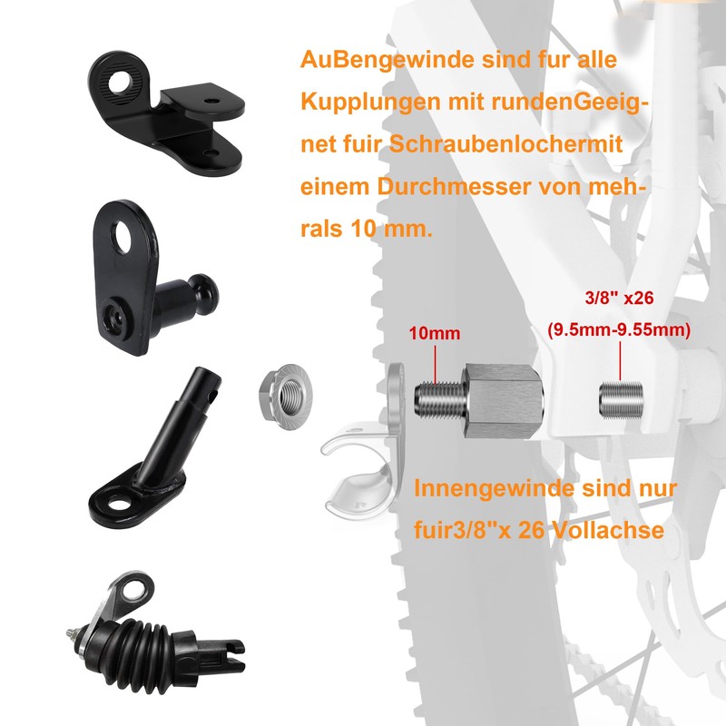 NICEDACK Bicycle Axle Adapter for 3/8 Inch x26 Full Axle,