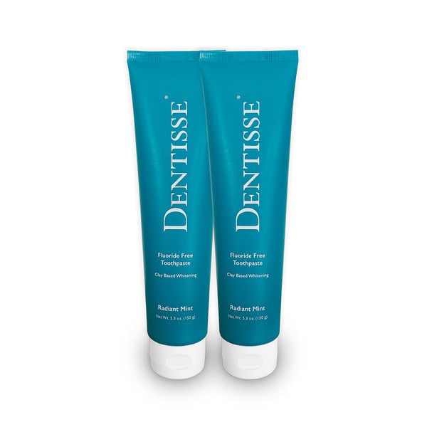 Natural Reflection Fluoride Free Whitening Toothpaste by Dentisse - Whiter Teeth, Brighter Smile - Polishing Fluoride Free Toothpaste 5.3oz Radiant Mint 2-Pack