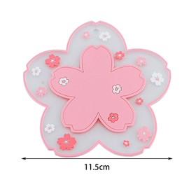 DWUENT Coaster Set 4PCs Cup Coasters Sakura Design PVC Drink Mats, 2 Pink + 2 White Non-Slip Placemats for Desk Table Home Decor Kawaii Accessories