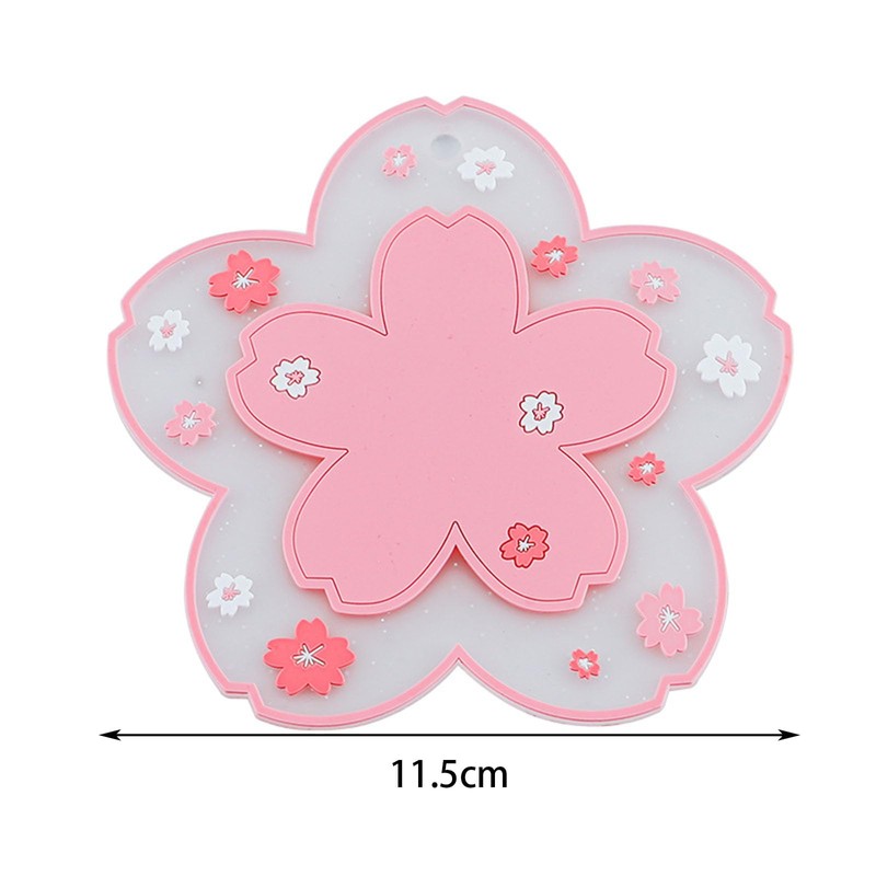 DWUENT Coaster Set 4PCs Cup Coasters Sakura Design PVC Drink