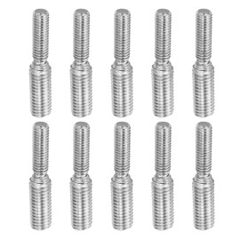 PATIKIL 10pcs M6x1-M8x1.25 Double Head Screw Stud Screw Bolts 304 Stainless Steel Rod Bolts Screw Reducer Adapter for Furniture Hardware 40mm Length