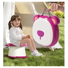 AKIMRABY Travel Potty Seat for Toddler，Foldable Car Potty for Toddler, Portable Toilet Seat for Kids with Potty Liners, Absorbent Pads, Portable Potty Seat for Toddler Travel, Camping and Outdoor Use