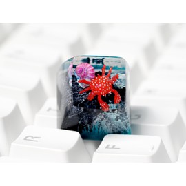 OTAKU KRAFT Crab Midnight Tide Background Ocean Keycap Custom Keyboard Key caps Cute Keycap Artisan Keycaps Aesthetic Key Cap Ocean Gifts Cherry MX Mechanical Keyboard SA Profile 1U