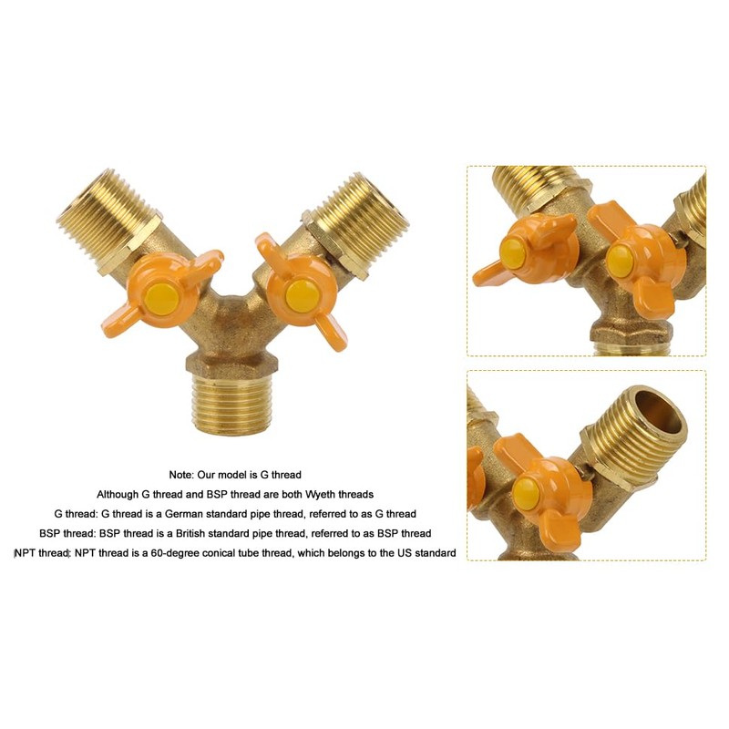 Solid Brass Y Ball Valve 3 Male Thread with Comfort