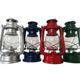 Petroleum Storm Lamp 4 Different Colours 24 cm Including 1x Wick Storm Lantern Lamp Camping (Red)