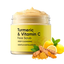 Deep Exfoliating Facial Cleanser, Facial Scrub, Face Wash, Cleansing Wash with Vitamin C, Turmeric, Gentle Daily Exfoliator for Women, Men for Soft, Smooth, Hydrated Skin, Radiant Skin 100g/3.5oz
