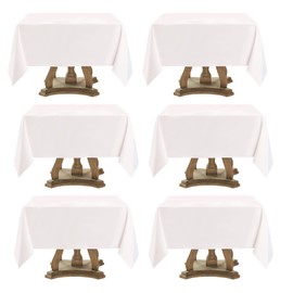 Aocoz 6 Pack Square Tablecloth 52 x 52 Inch White Tablecloths Stain-Wrinkle Resistant Washable Polyester Table Cloths for Holiday, Buffet Parties,and Wedding