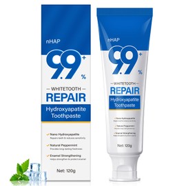 Hydroxyapatite Toothpaste for Enamel Protection and Tooth Strengthening - 9.9% Hidroxiapatita Toothpaste for Sensitive Teeth to Repair, Fluoride-Free Dental Care with Natural Mint (120g)