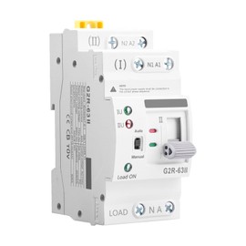 Mini ATS AC Automatic/Manual Transfer Switch 2P 63A 110V, ATS Manual Transfer for Uninterruptible Power Supply Home, Dual Auto Power Electrical Selector Switch DIN Rail Mount（G2R 2P 63A AC110V）