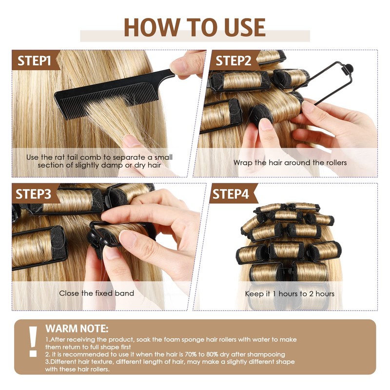 43 Piezas Rodillos de Esponja de Espuma para Cabello Set,