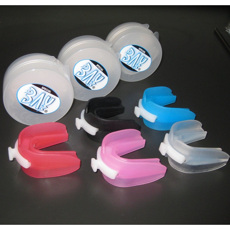 BAY® CE double pink sports mouth guard with hygiene box