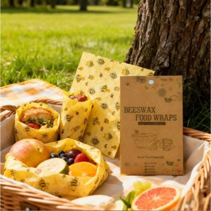 Reusable Beeswax Wraps For Food (3 Sizes S,M,L) Sustainable Food