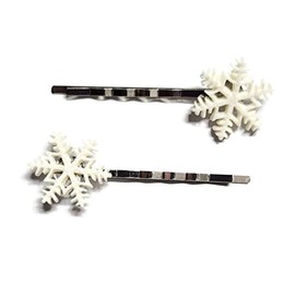 SNOWFLAKE Winter Bobby PIn Hair Clip Accessory - Set of 2 Handmade