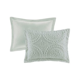 Madison Park Arya Soft, Cozy Plush Comforter Set, Medallion Embroidered Design, Modern All Season Down Alternative Bedding with Matching Sham, King/Cal King, Aqua 3 Piece