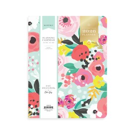 Blue Sky Day Designer 2026 Monthly Planner Calendar, January 2026 - December 2026, 8.5" x 11", Clear Flexible Cover, Stapled Binding, Secret Garden Mint