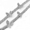 YBMYCM Butterfly Cuban Necklace Crystal Collars Cuban Link Chain Iced