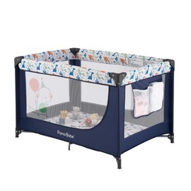 Pamo Babe Portable Crib Baby Playpen with Mattress and Carry Bag (Black)